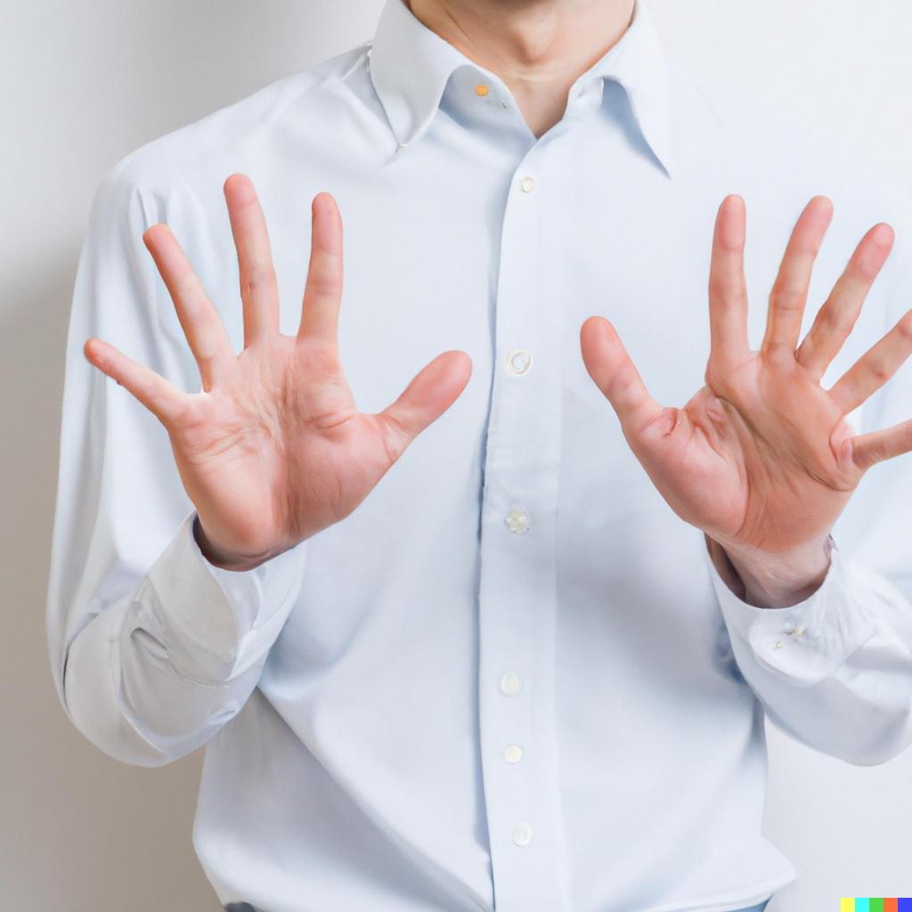 AI generated portrait fail with strange hands and fingers