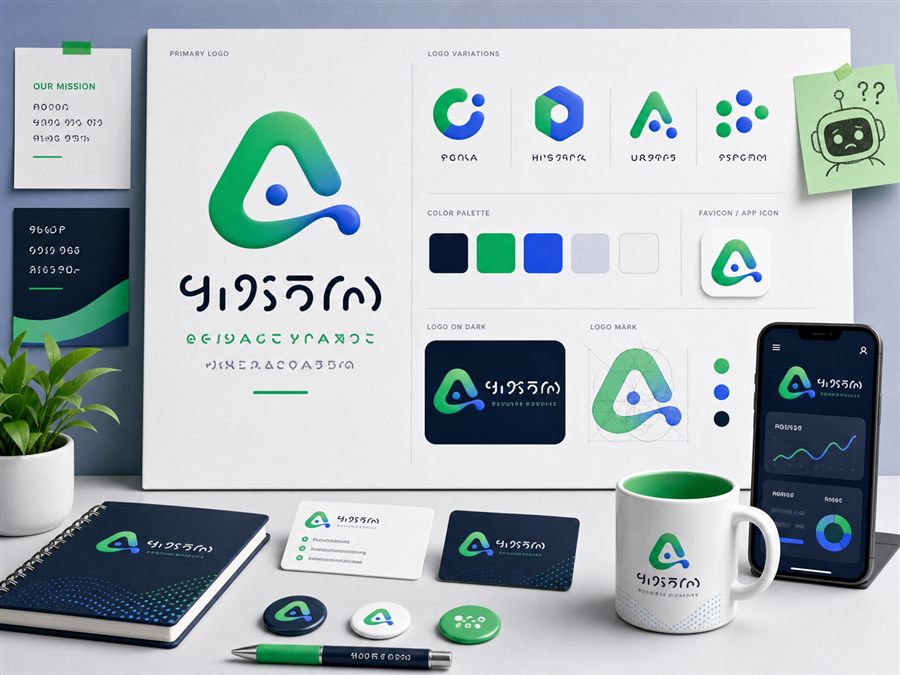 AI generated logo design fail with unreadable brand text