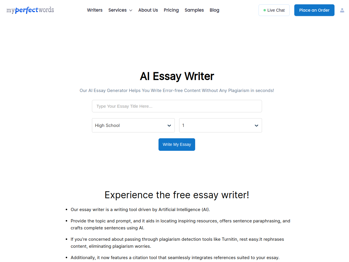 MyPerfectWords EssayBot Official Preview